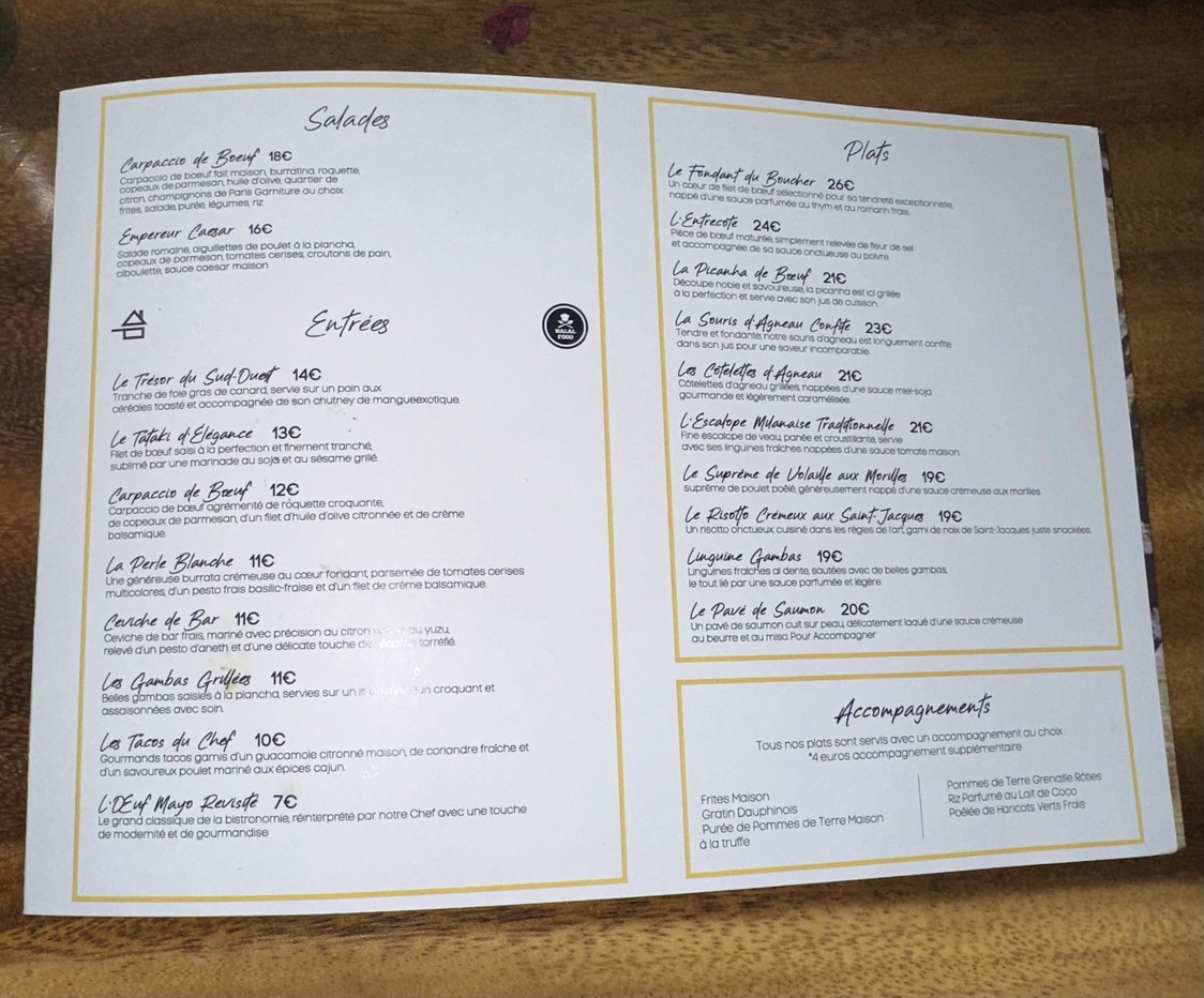 Pink Flamingo Paris menu 1