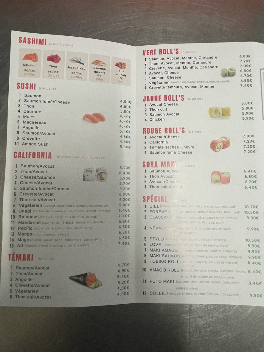 Amago Sushi menu 3