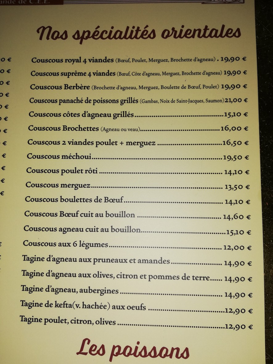 L'Orange Bleue menu 2