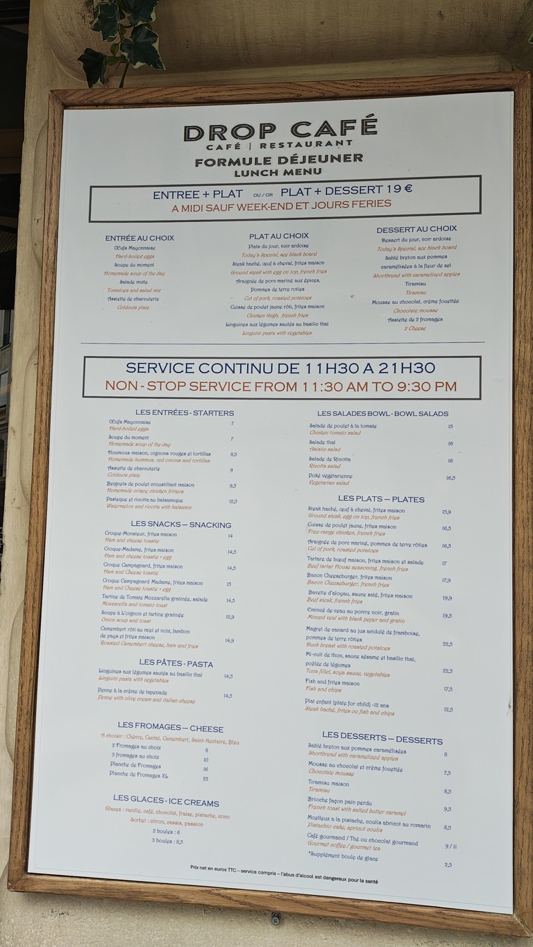 Le Drop Café menu 1