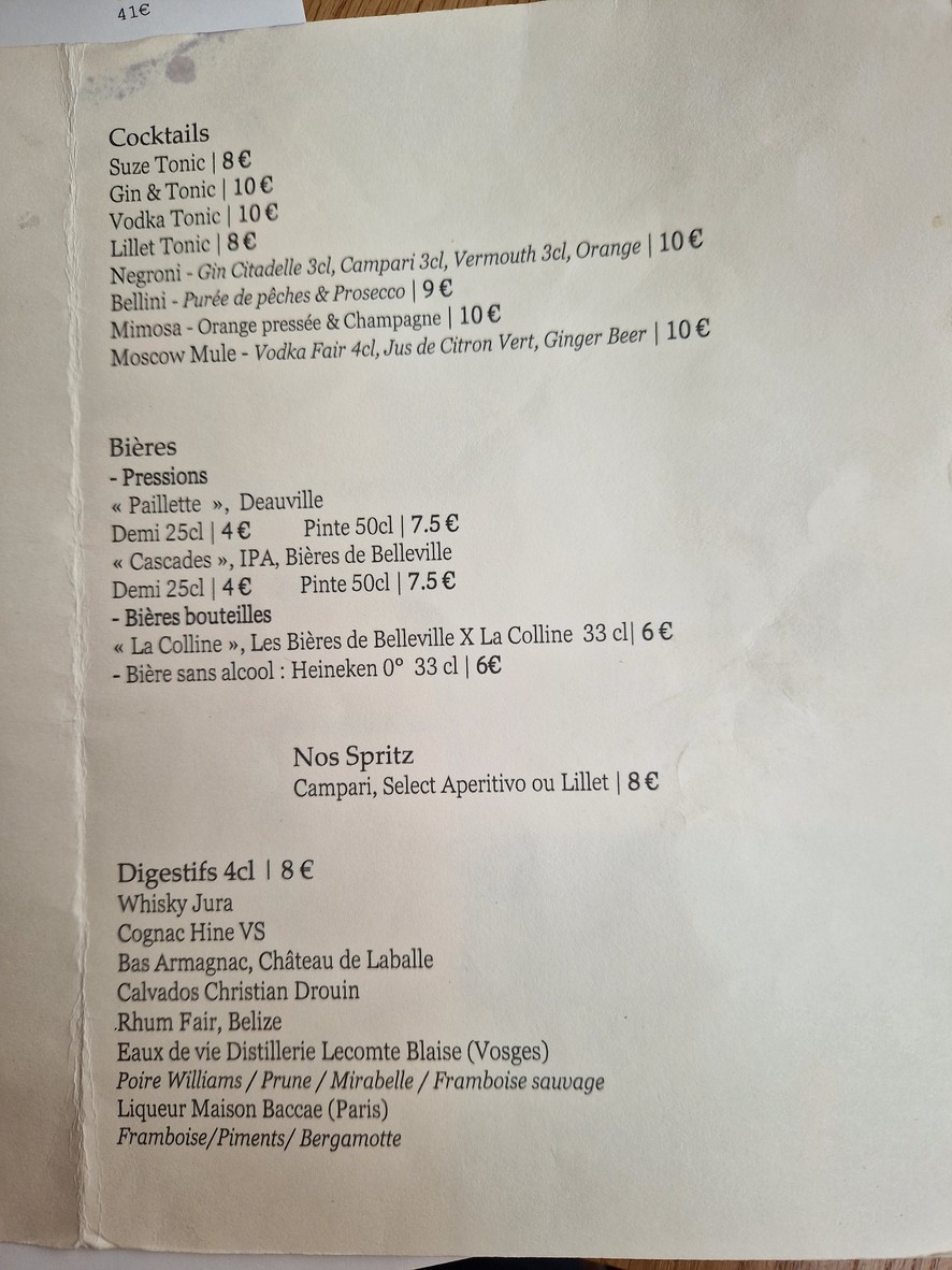 Restaurant La Colline menu 3