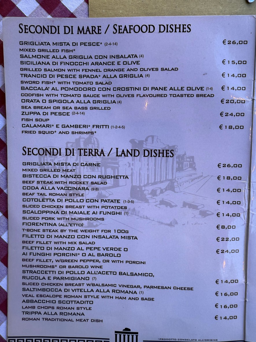 Il Giardino ai Fori menu 4