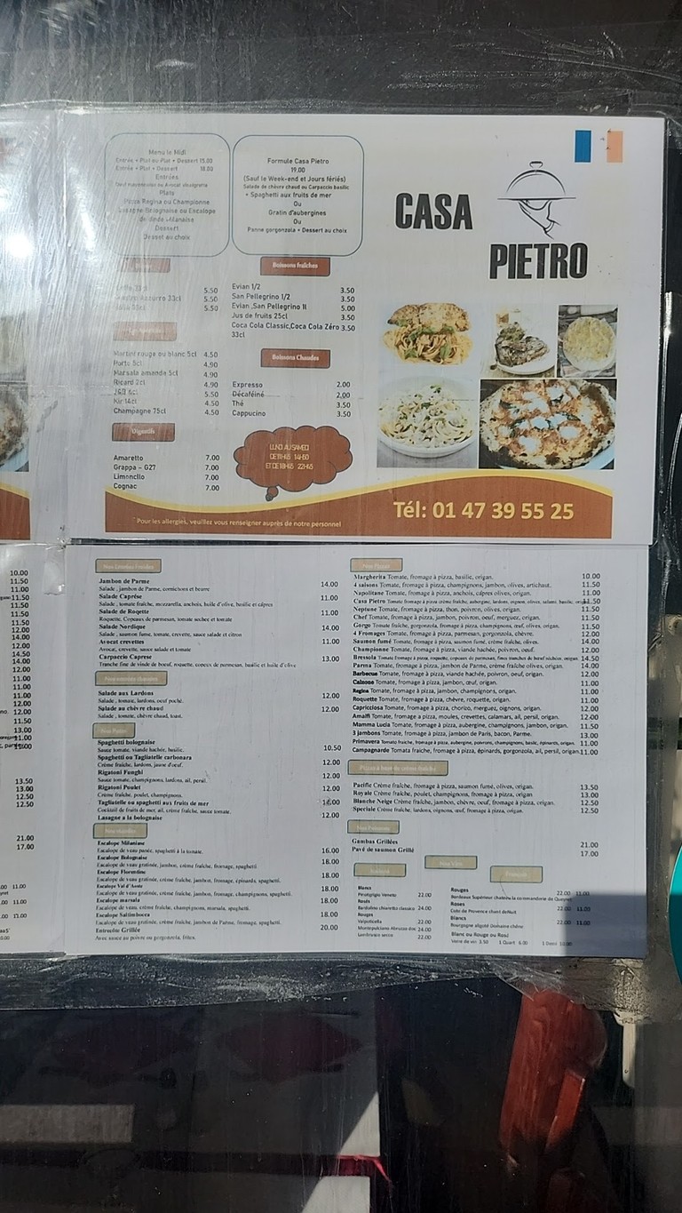 Casa Pietro menu 1