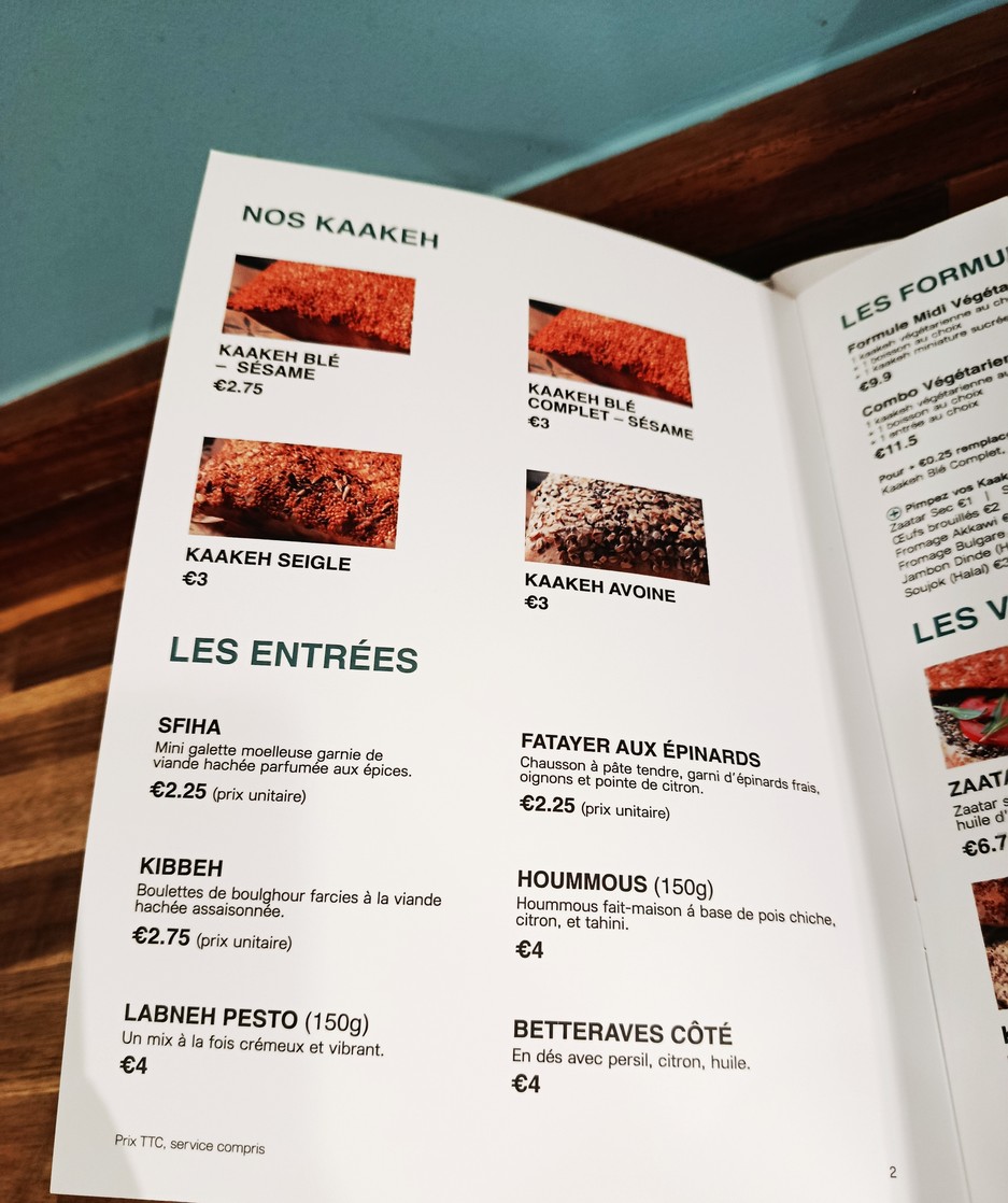 Kaakeh Square - Paris 16 menu 2