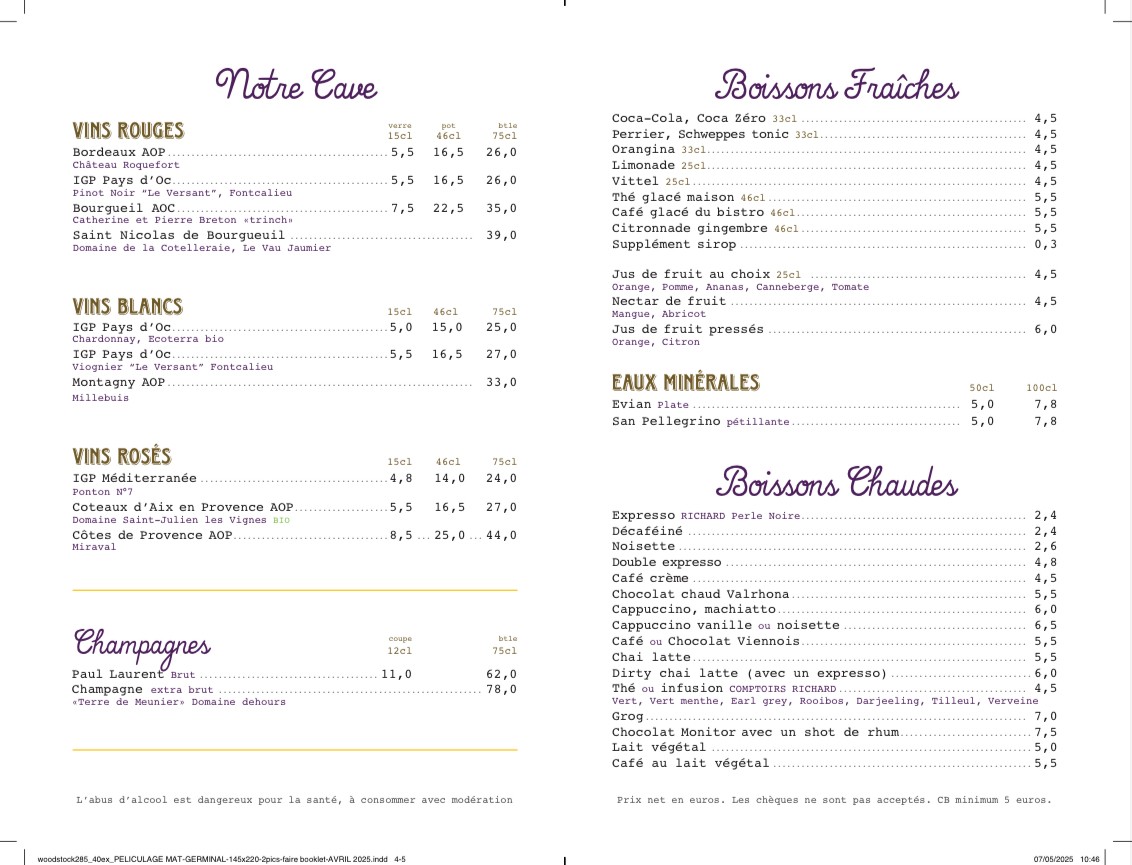 Le Germinal POINT G menu 4