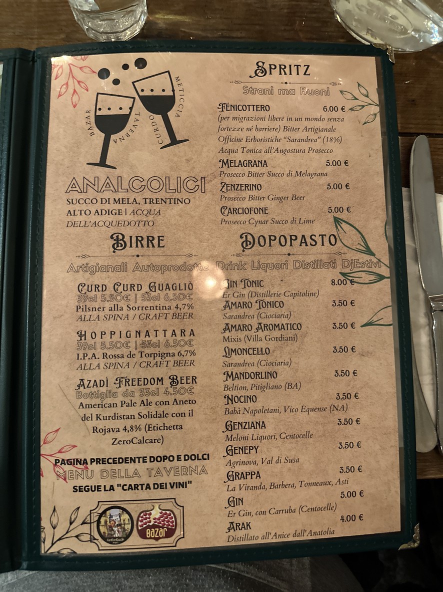 Bazar Taverna Curdo Meticcia menu 3