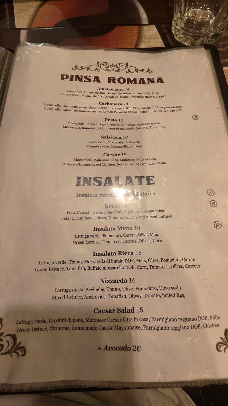Da Cicero menu 2