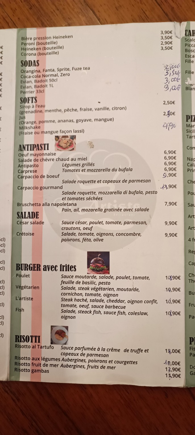Restaurante L'Artiste menu 2