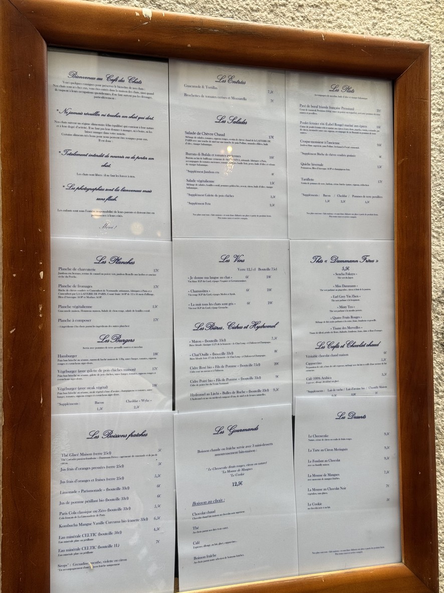 Le Café des Chats menu 1