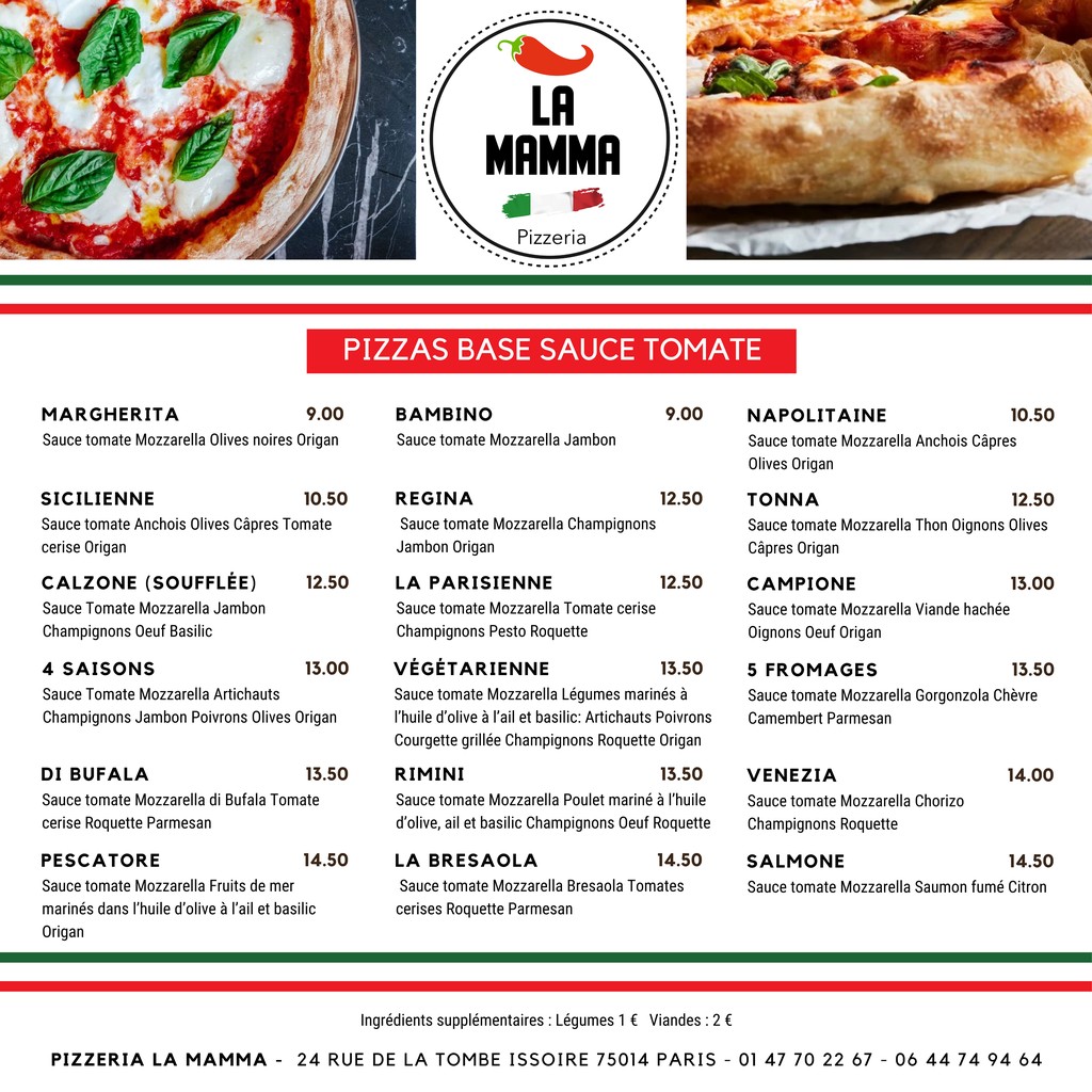 PIZZERIA LA MAMMA menu 1