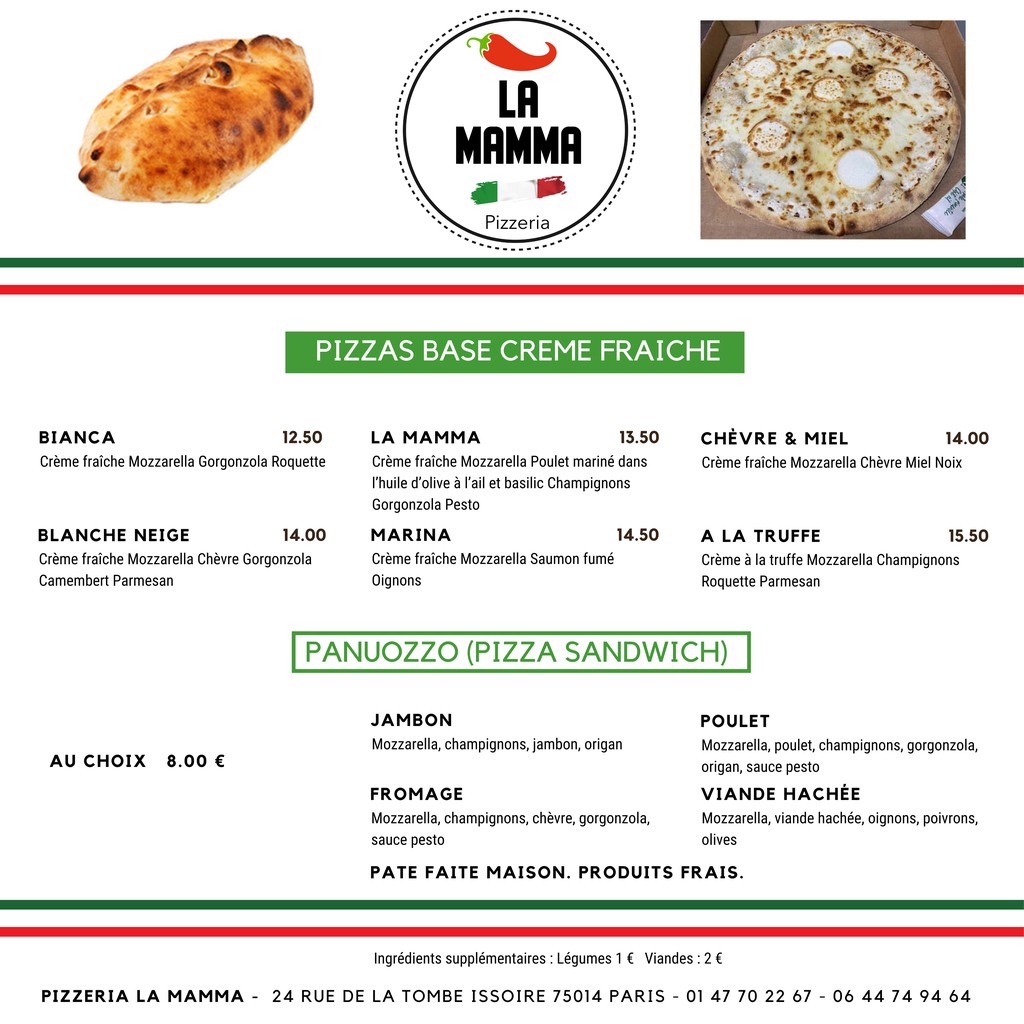 PIZZERIA LA MAMMA menu 2