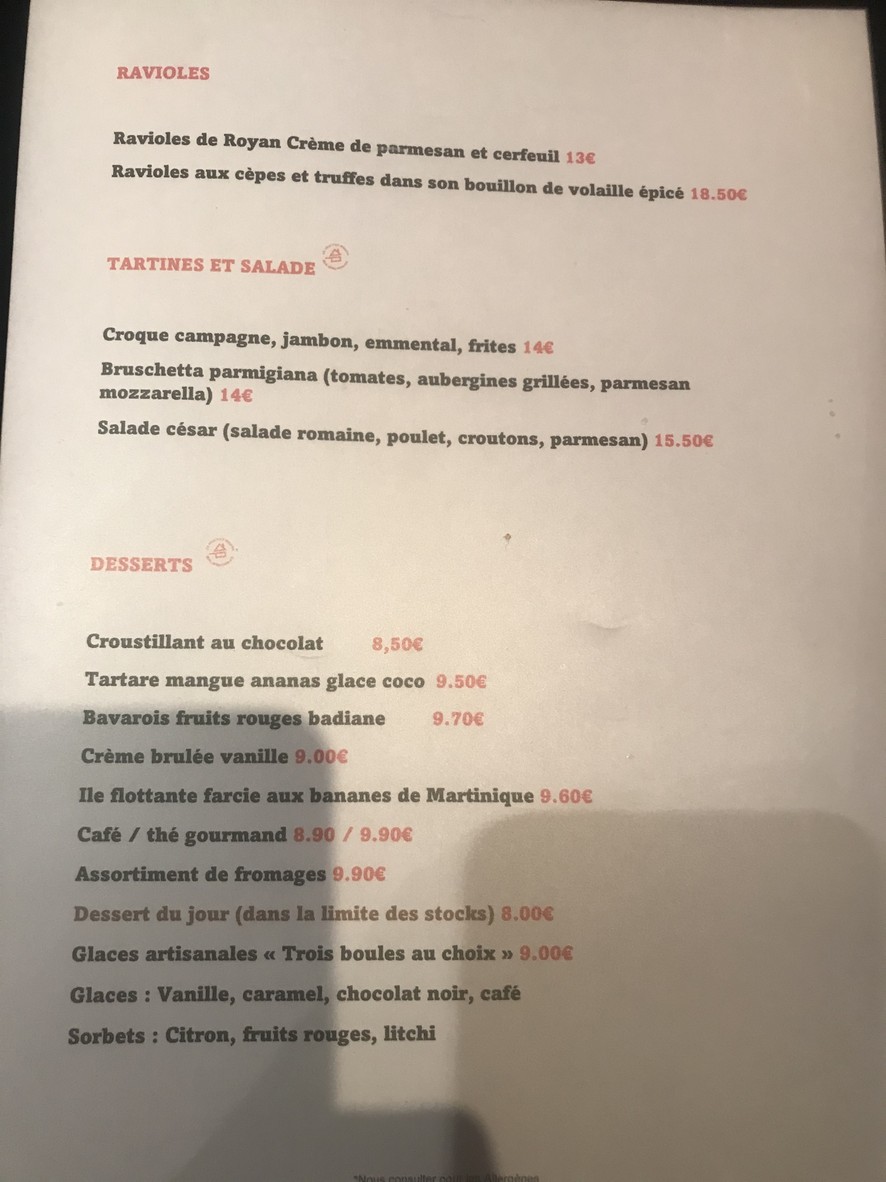 Le Restaurant du Rond Point menu 2