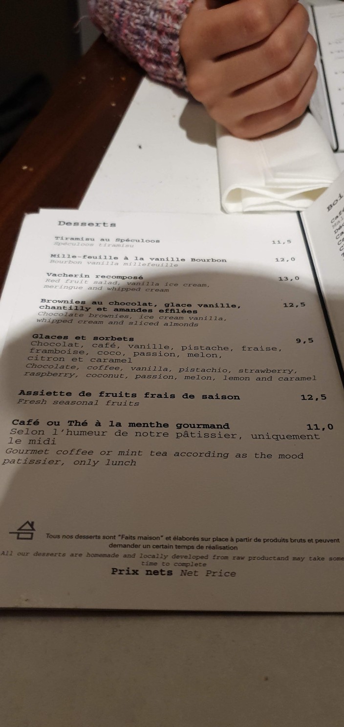 Restaurant l'Inté Caffé menu 2