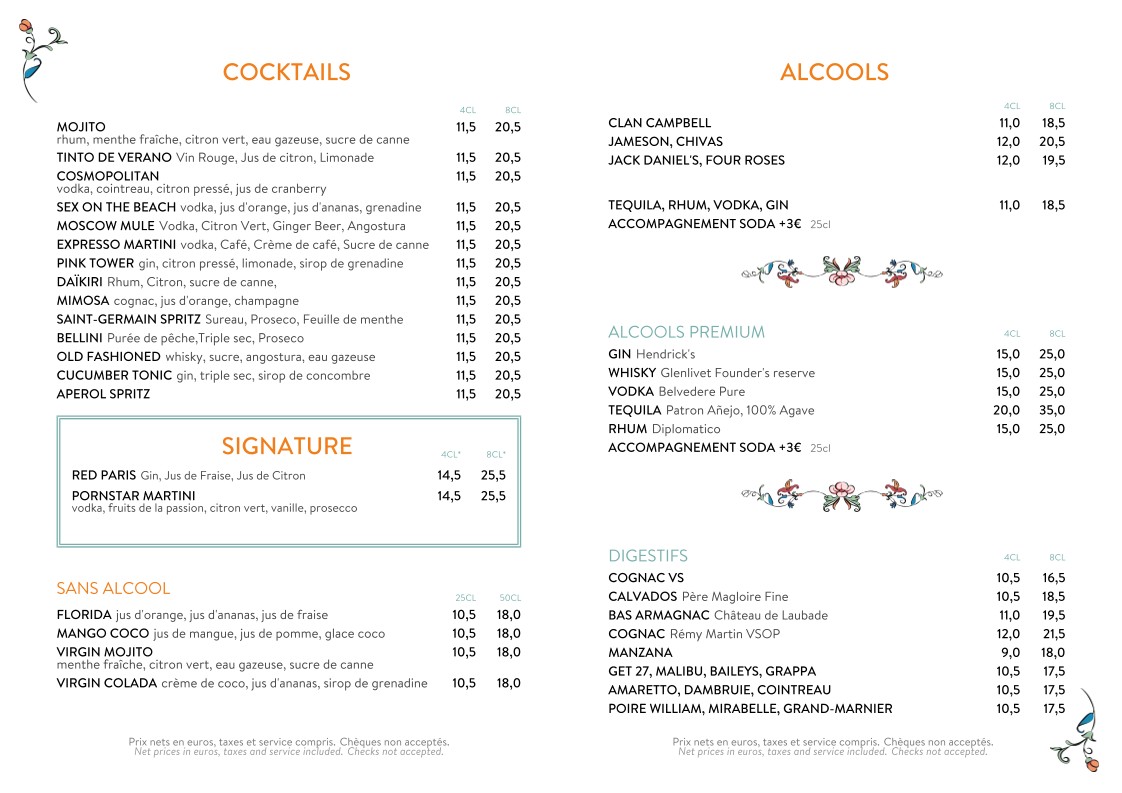 BISTROT DE LA TOUR EIFFEL menu 4
