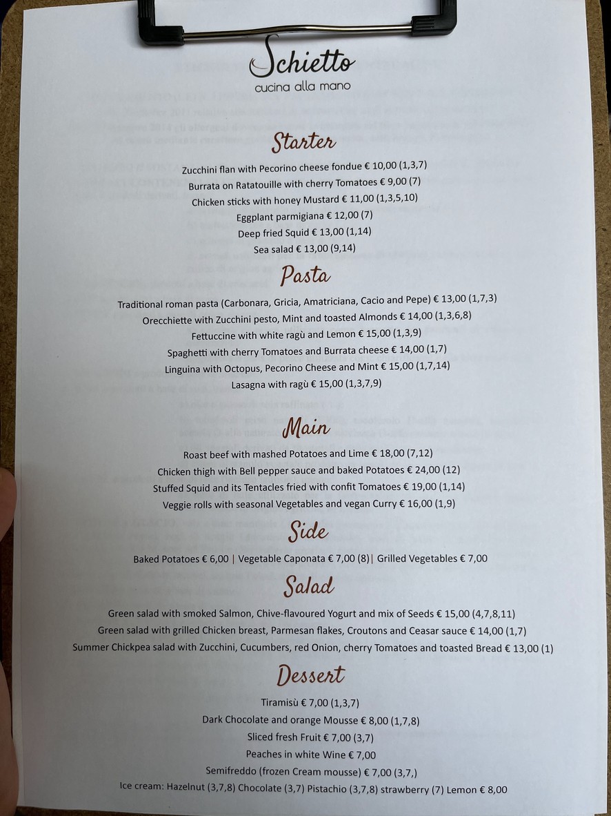 Schietto menu 1