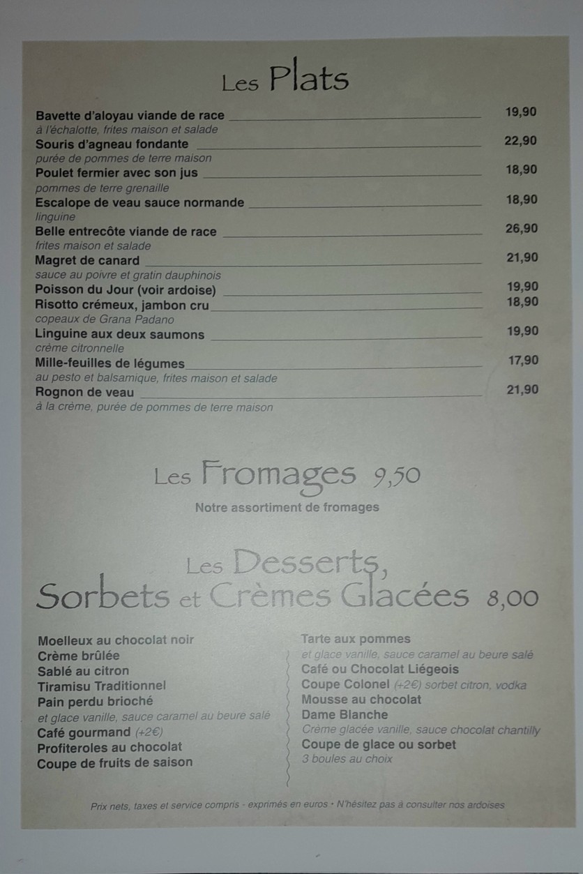 La Nouvelle Etoile menu 2