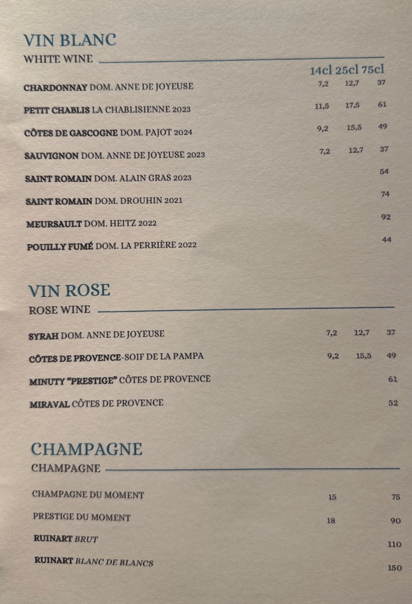 Alma et George menu 4