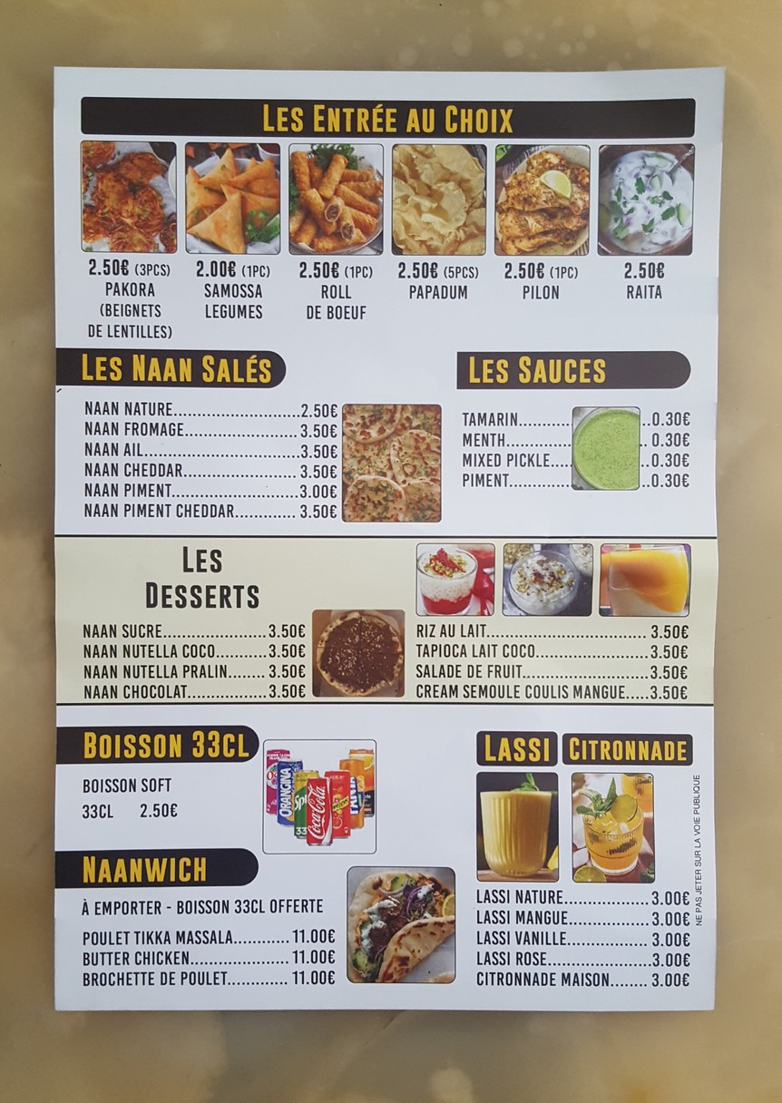 Oncle Delhi menu 2