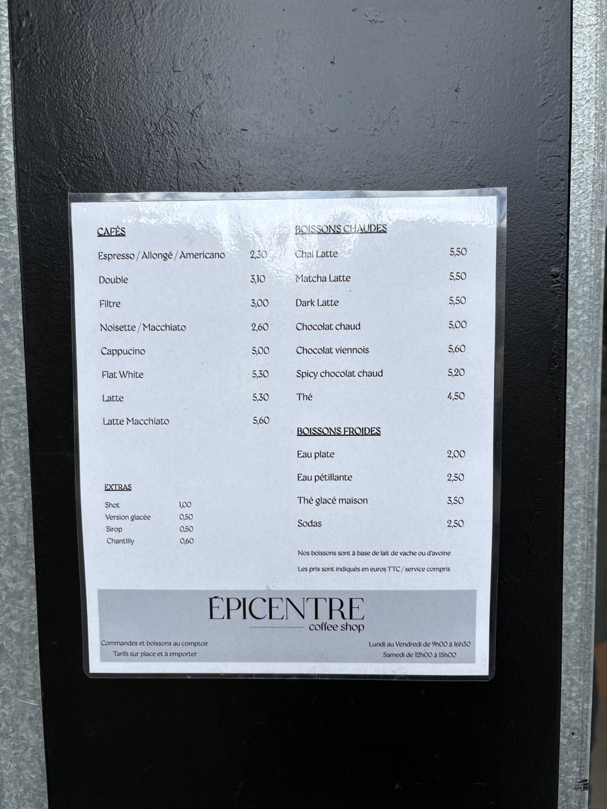EPICENTRE coffee shop menu 3