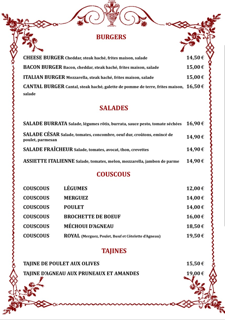 Tchao Pantin menu 2