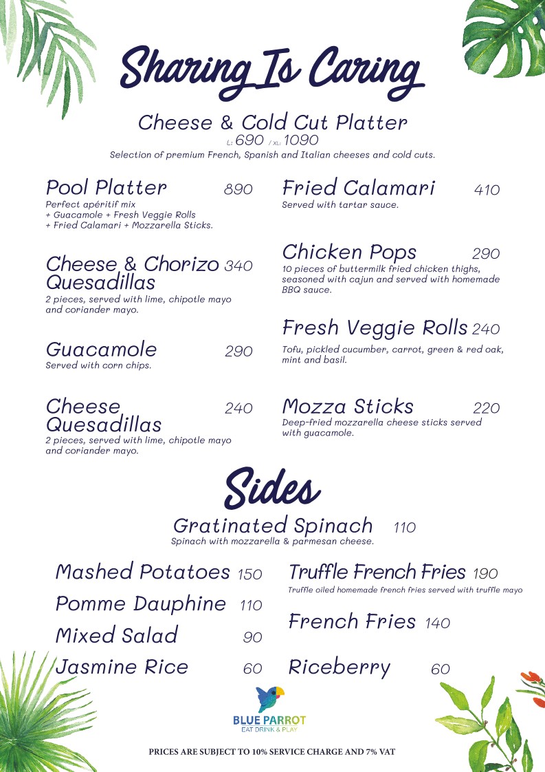 Blue Parrot Bangkok menu 2