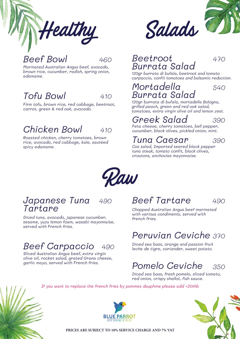 Blue Parrot Bangkok menu 3