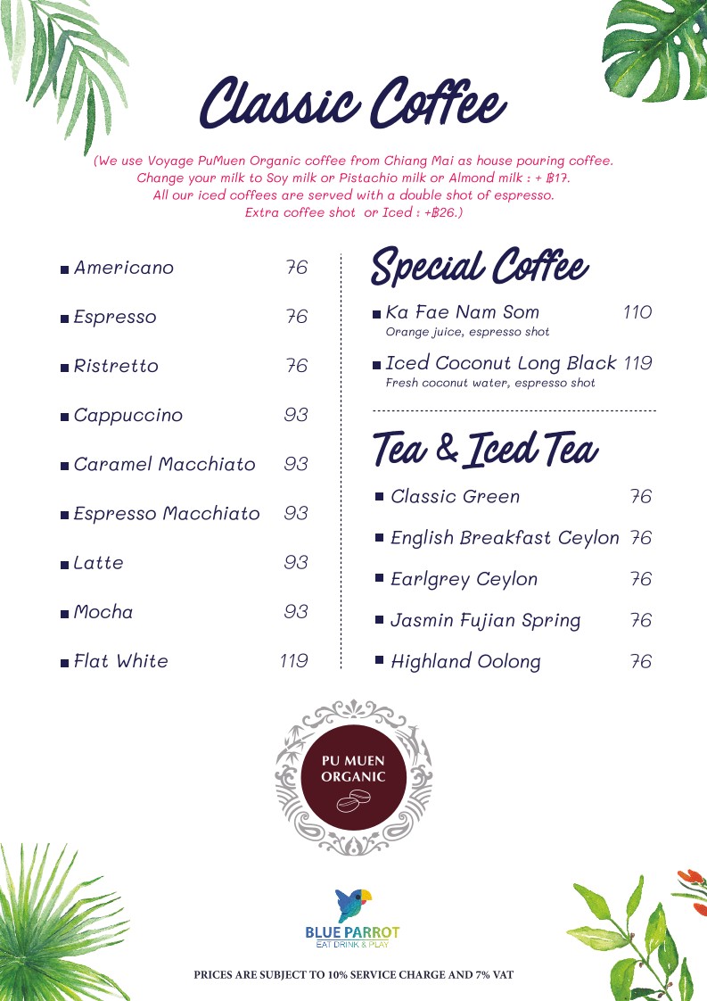 Blue Parrot Bangkok menu 8