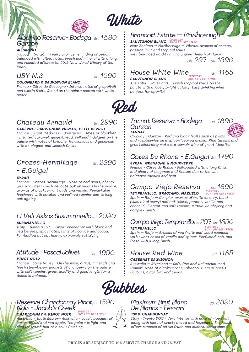 Blue Parrot Bangkok menu 10