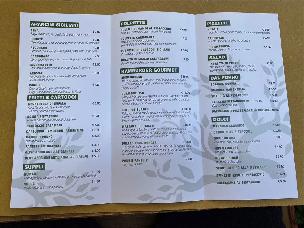 Eden Ristorante - Il Paradiso del Pistacchio menu 1