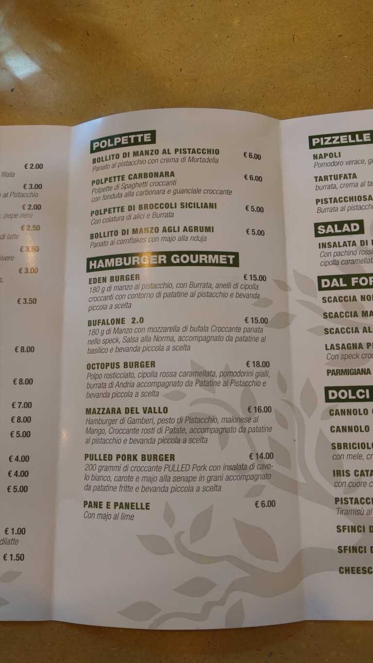 Eden Ristorante - Il Paradiso del Pistacchio menu 2