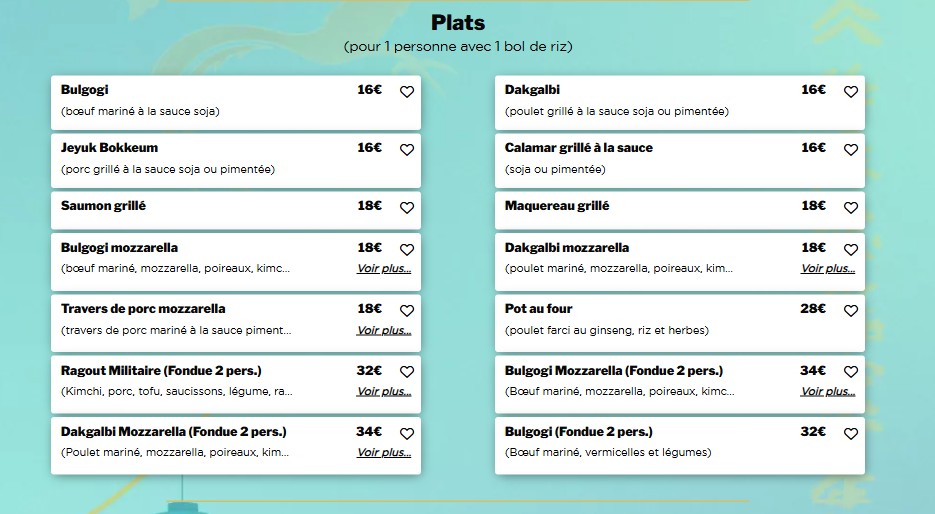 Haengbok menu 2