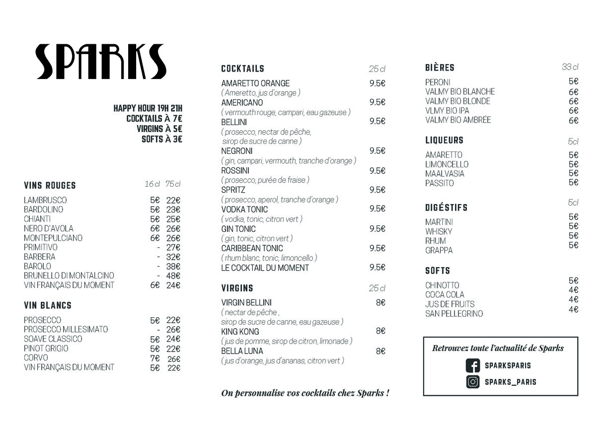 Sparks menu 2