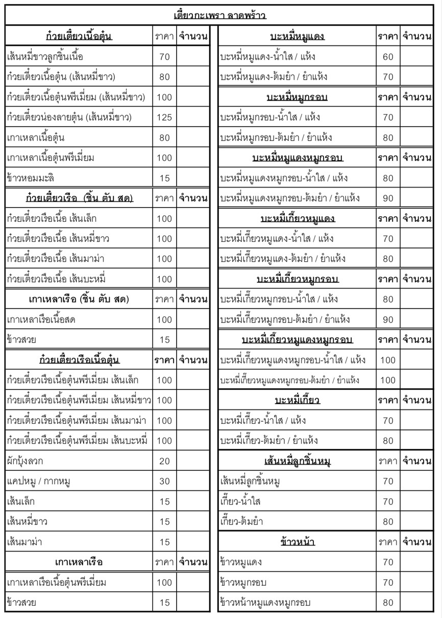 Tiew Kaprao menu 3
