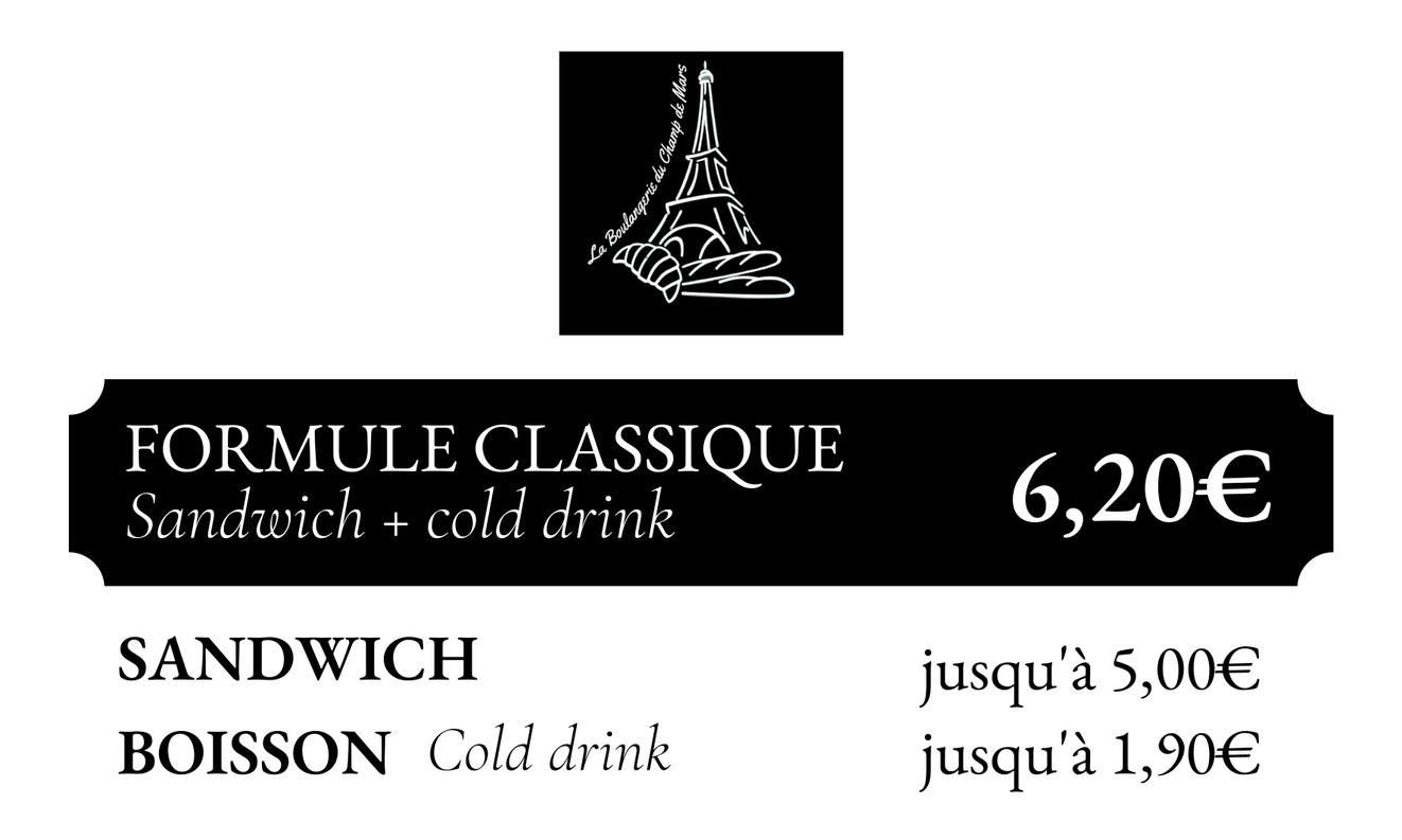 Boulangerie du Champ de Mars menu 1
