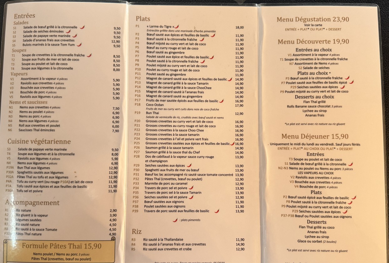 PÂTES THAÏ Place d’italie menu 2