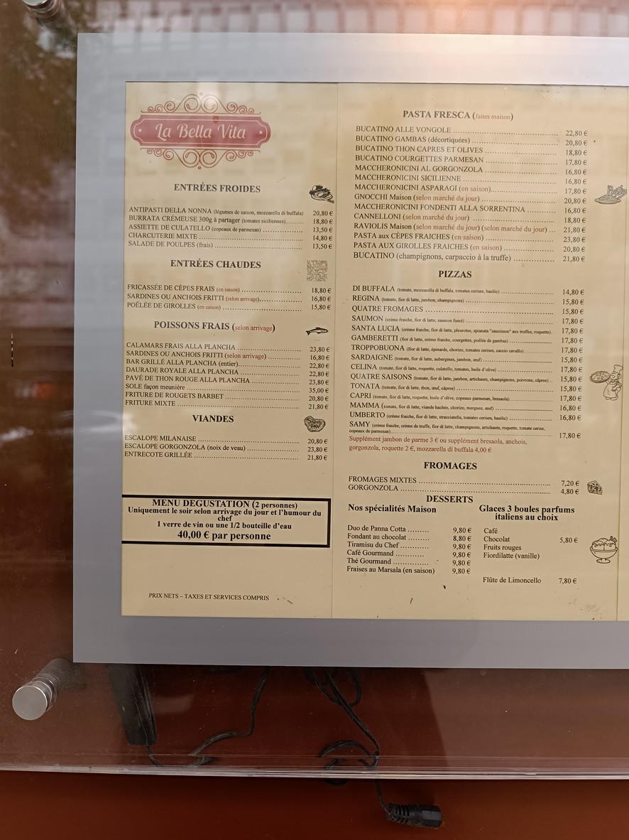 La Bella Vita menu 2