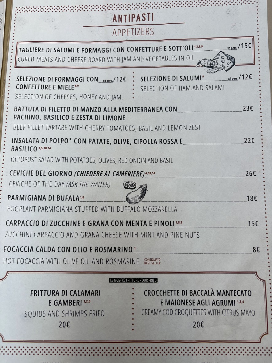 Ristorante Dillà menu 1