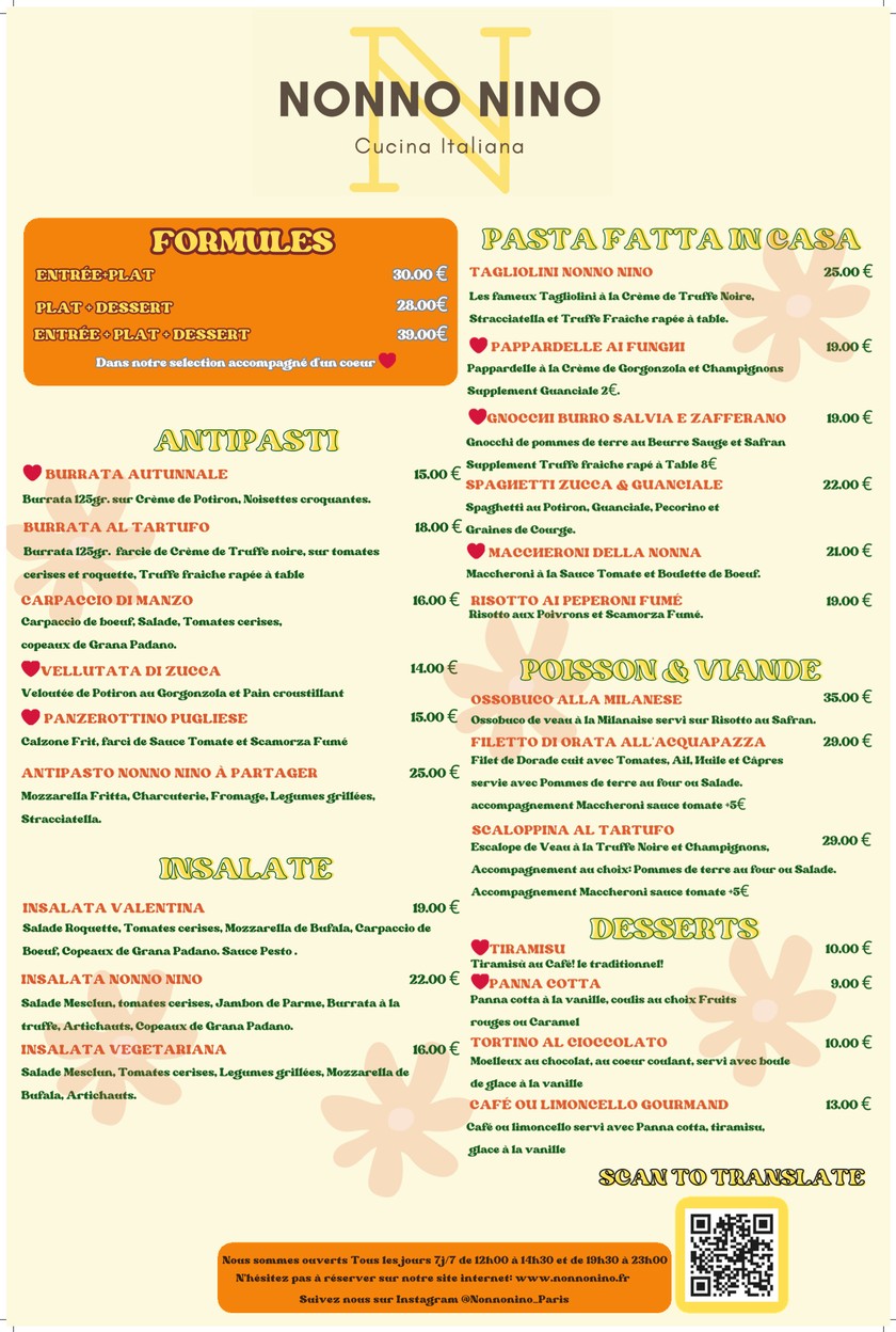 Restaurante Nonno Nino menu 1