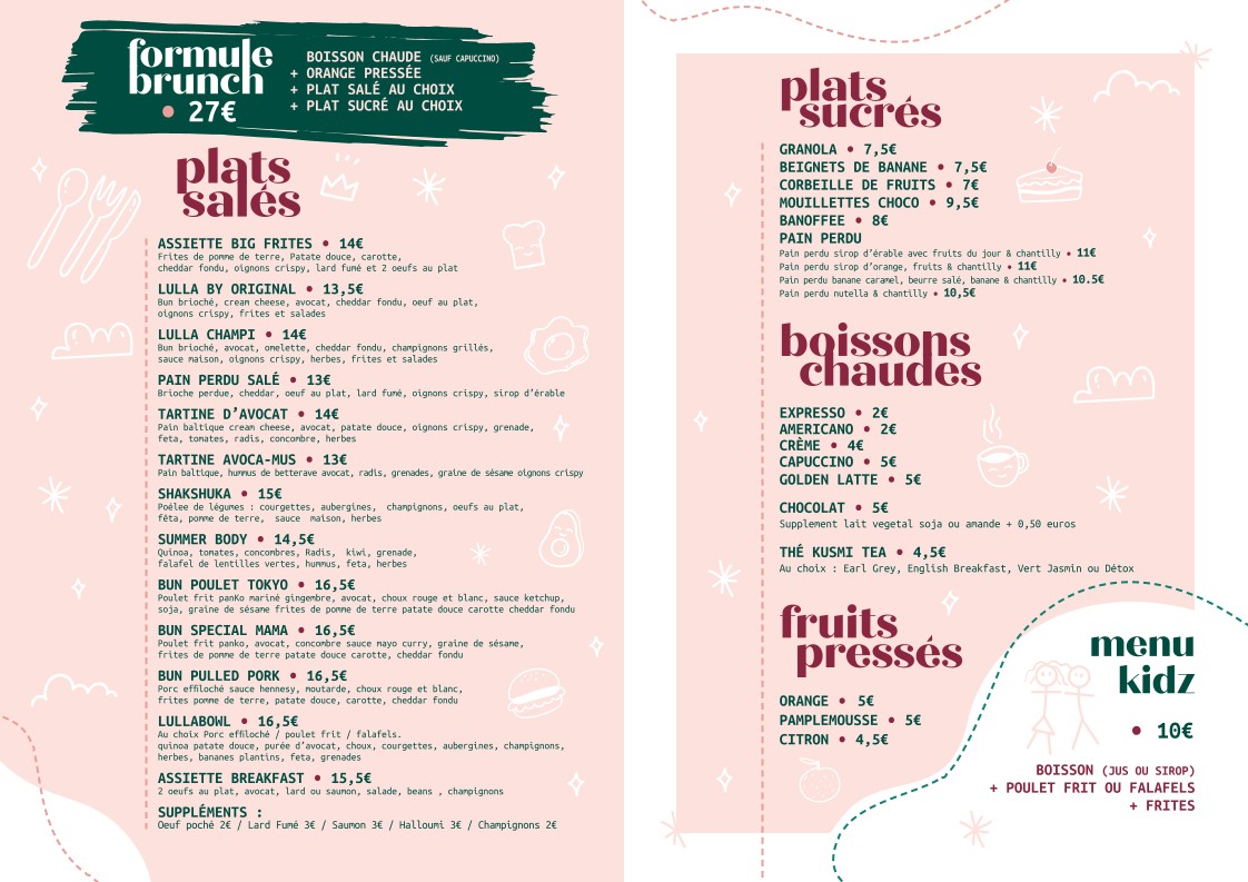 Le Lullaby Bar menu 1