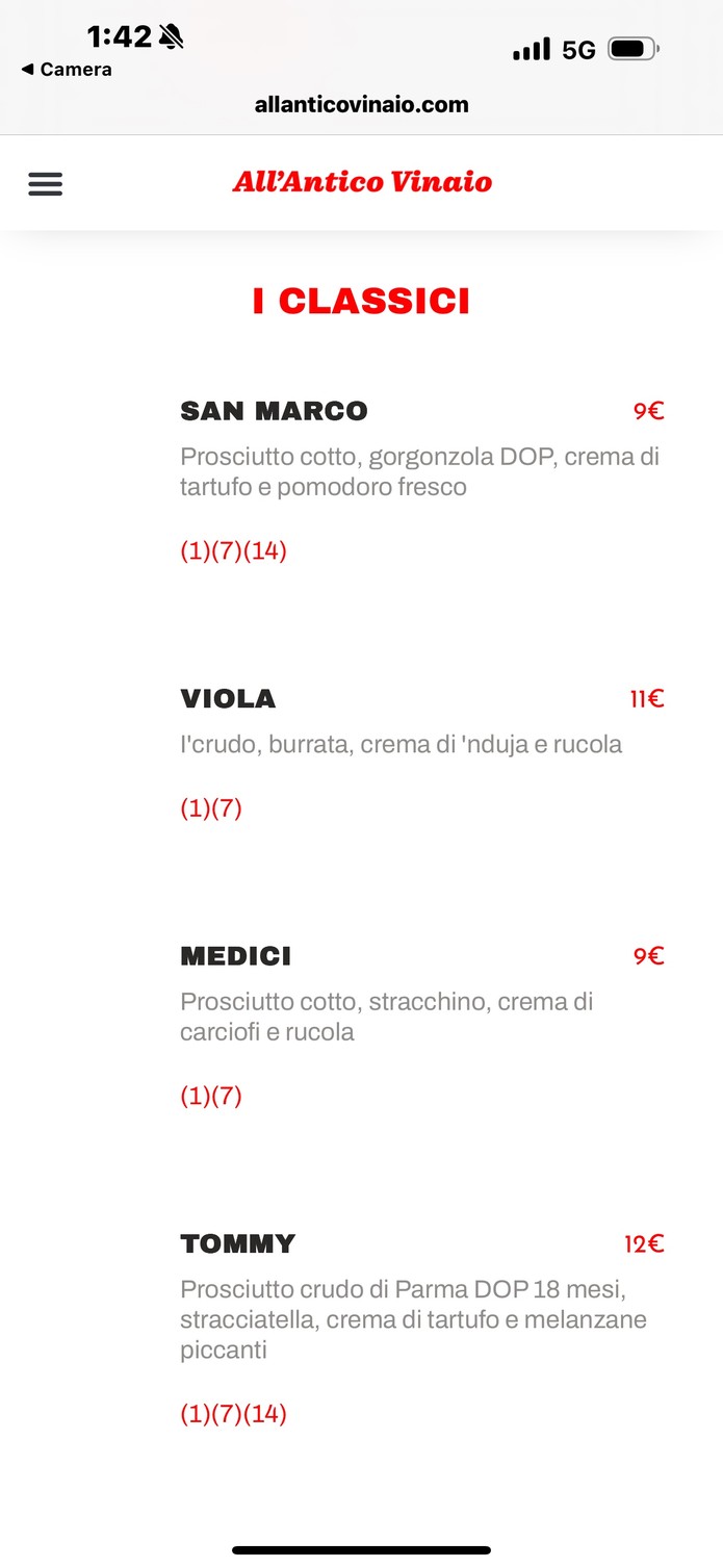 All'Antico Vinaio menu 4