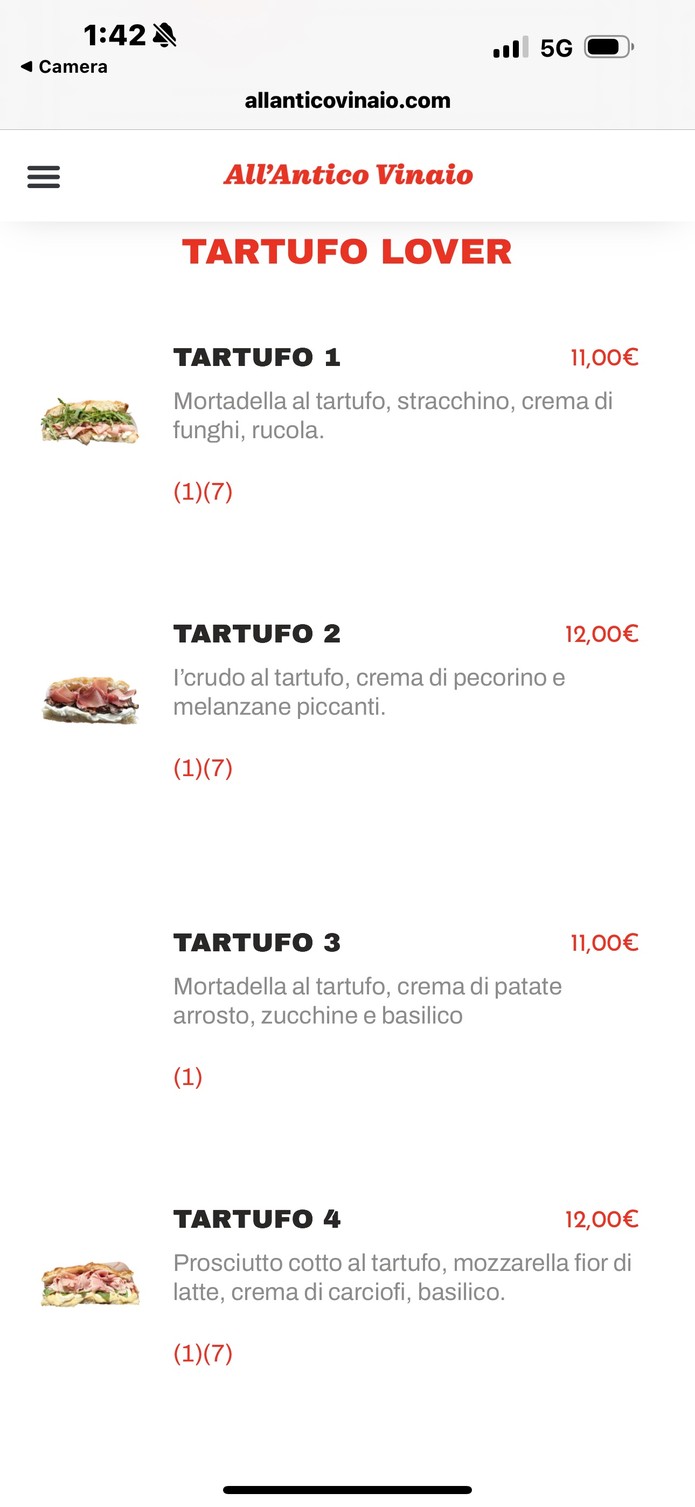 All'Antico Vinaio menu 5