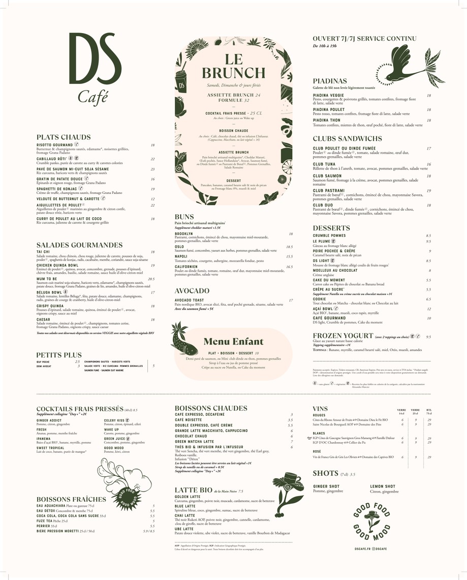DS Café Boulogne menu 1