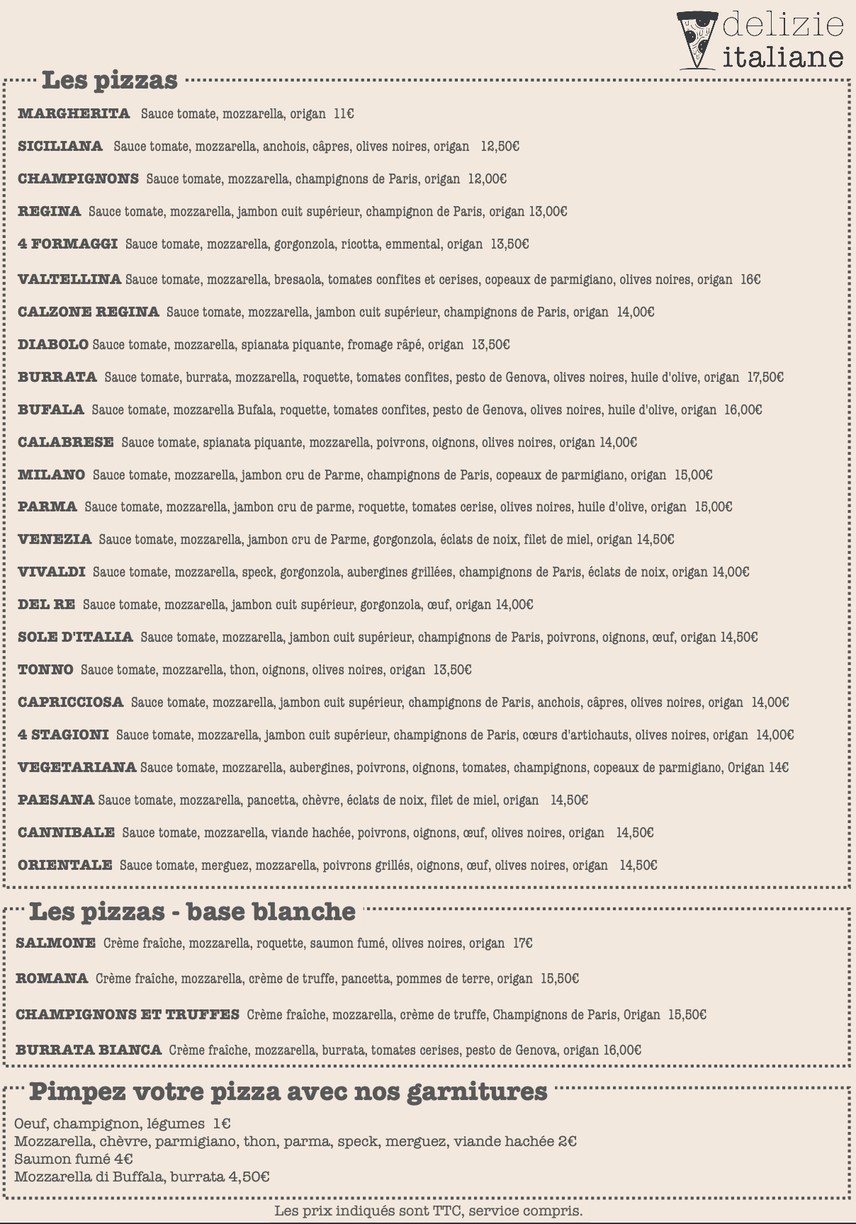 Delizie Italiane menu 1