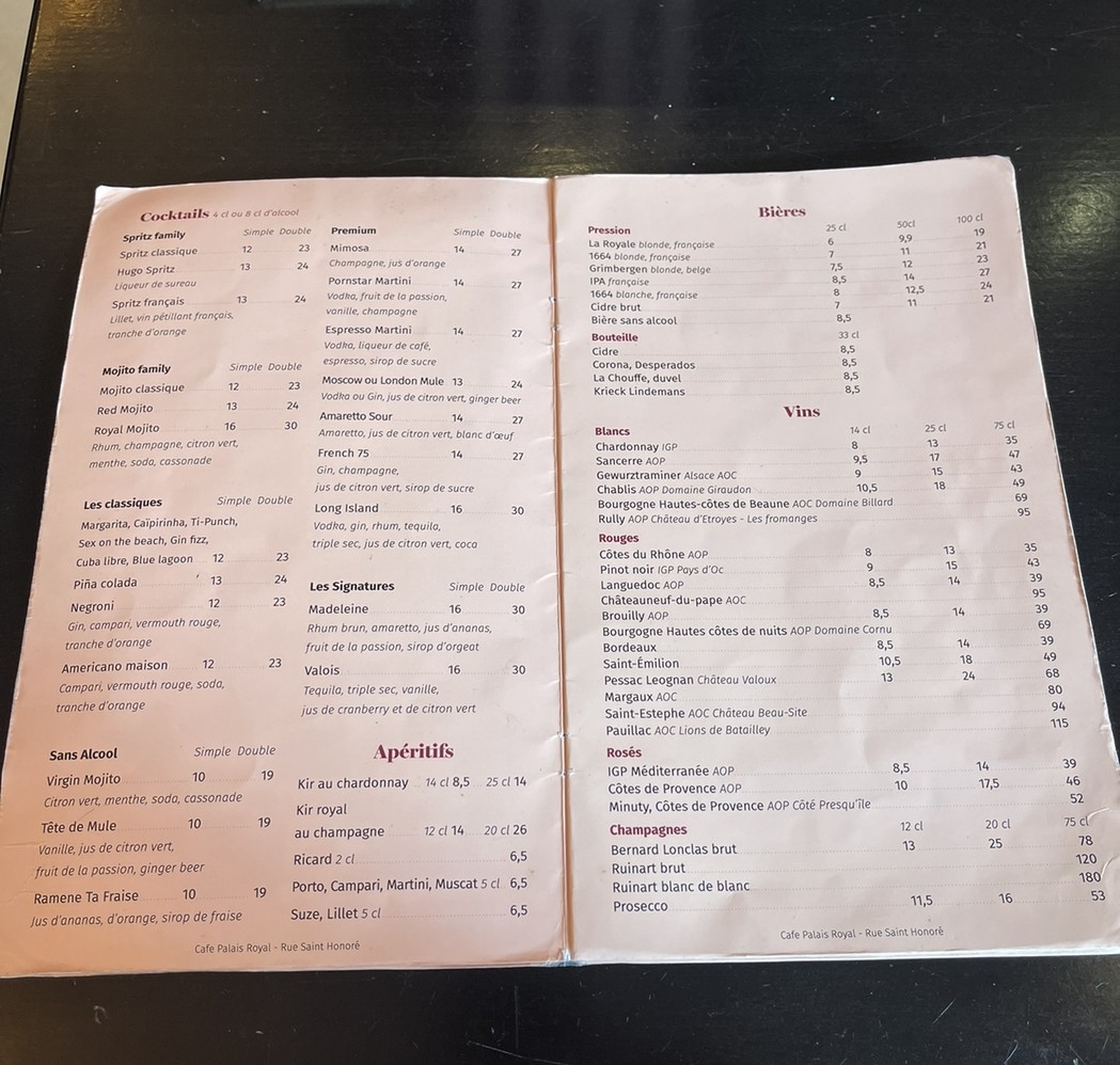 Cafe Palais Royal menu 3