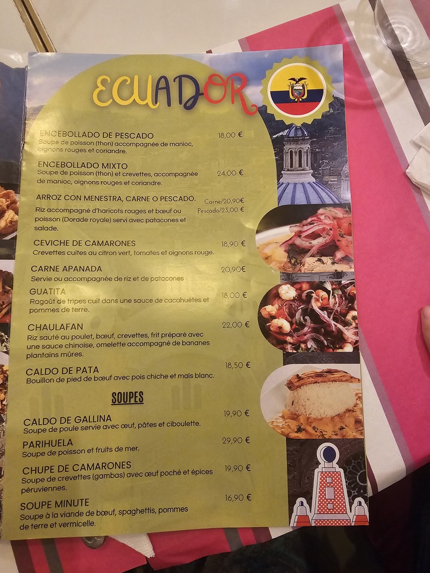Gastronomía de Pérou-Equateur-Colombie menu 2
