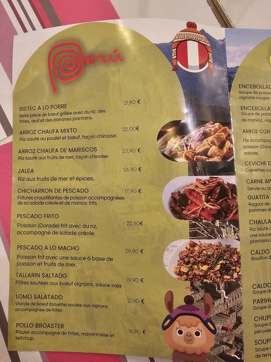 Gastronomía de Pérou-Equateur-Colombie menu 3