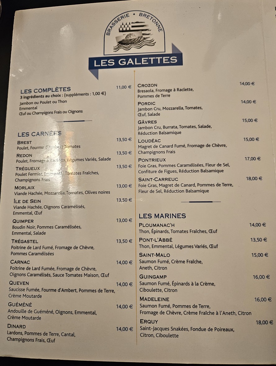 Crêperie Madeleine menu 1