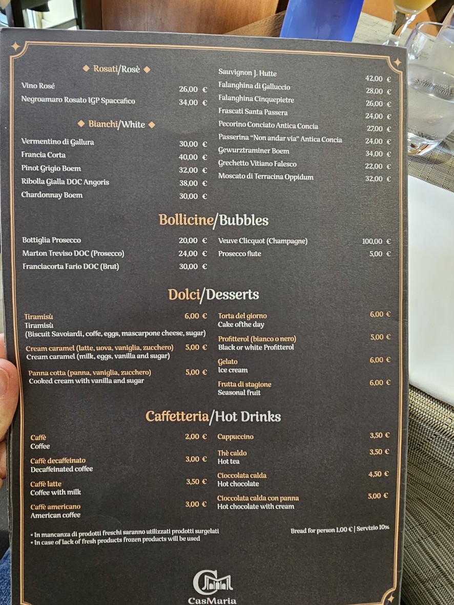 CasaMaria menu 4