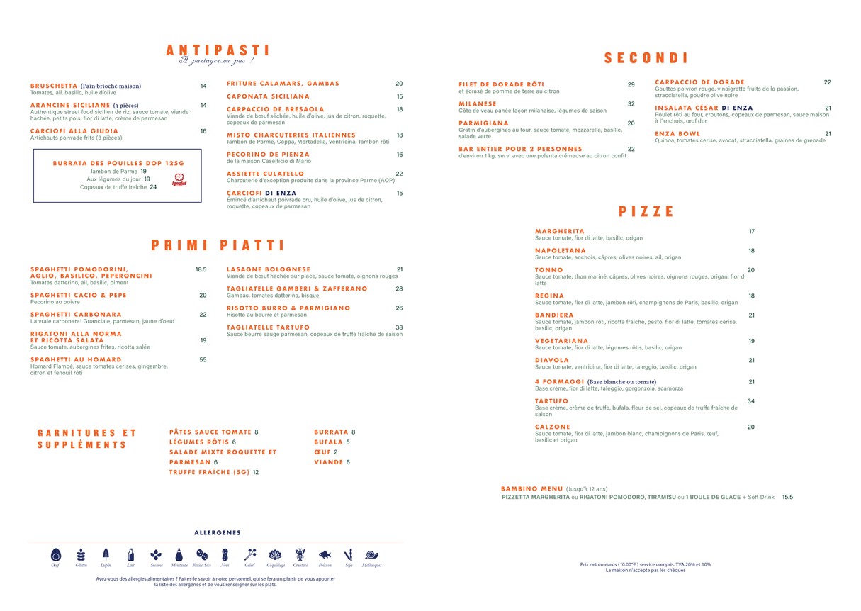 Enza Famiglia menu 1