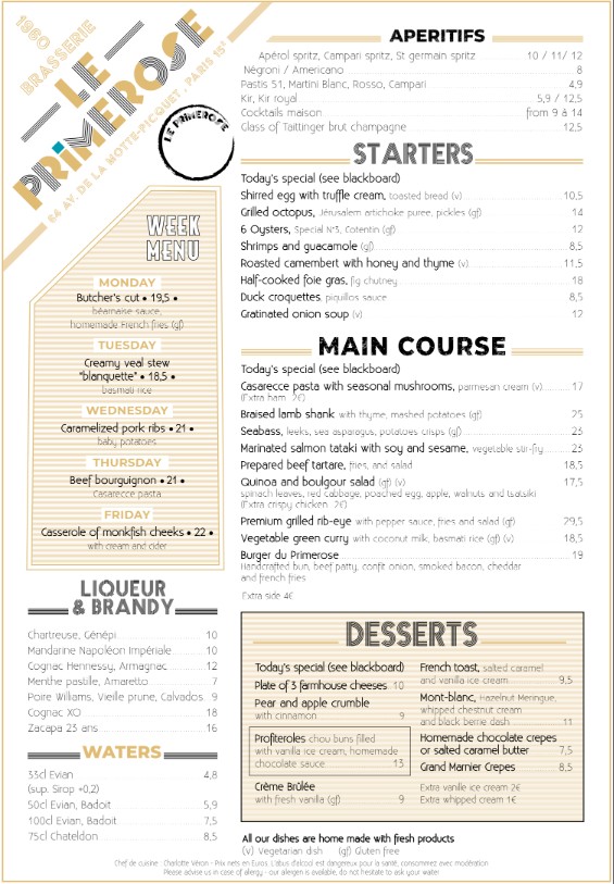 Primerose menu 1